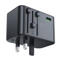 Multifunkcyjna ładowarka sieciowa podróżna Acefast Z1, 2xUSB-A, 3xUSB-C, GaN, 67W, US/EU/UK/AU (czarna)