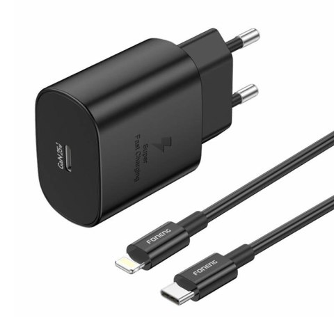 Ładowarka sieciowa Foneng EU51 USB-C 25W + kabel USB-C - Lightning (czarna)