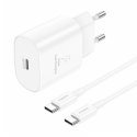 Ładowarka sieciowa Foneng EU51 USB-C 25W + kabel USB-C - USB-C (biała)