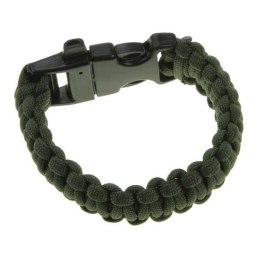 Bransoletka paracord gwizdek oliwkowa