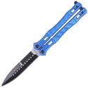 Nóż motylek Albainox Balisong Blue Aluminium, Black Blade, 229 mm