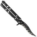 Nóż motylek Albainox Flamas Black Aluminium, Black Blade, 230 mm