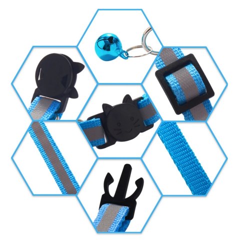 NUXIE® OBROŻA DLA PSA KOTA ODBLASKOWA Z DZWONECZKIEM BEZPIECZNE ZAPIĘCIE