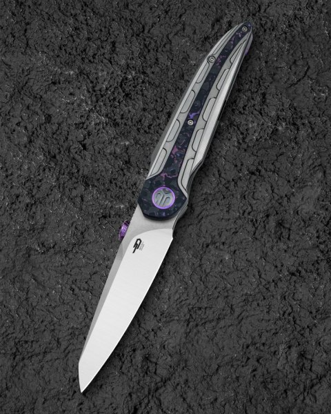 Nóż składany Bestech Prydwen Grey Titanium/Purple Haze Fat Carbon, Stonewashed/Satin MagnaCut by Kombou (BT2409A)