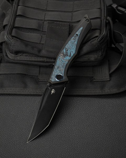 Nóż składany Bestech Togatta Black Titanium/Black-Blue Carbon Fiber, Black Stonewashed M390 by Koens Craft (BT2102H)