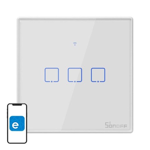 Dotykowy włącznik światła WiFi + RF 433 Sonoff T2 EU TX (3-kanałowy)