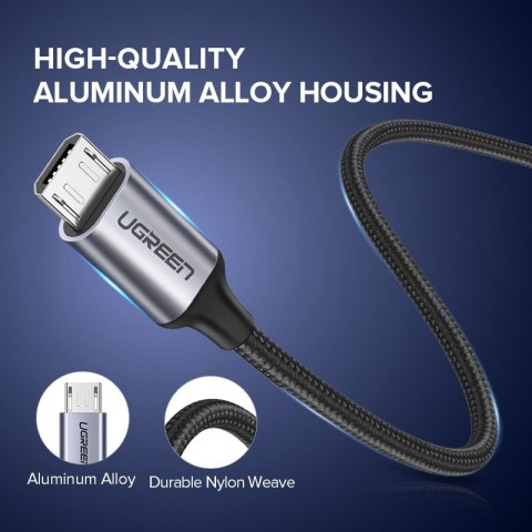 Kabel USB do Micro USB UGREEN US290 QC 3.0 2.4A 2m (biały)