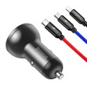 Ładowarka samochodowa Baseus z wyświetlaczem 24W + kabel USB 3w1 Baseus Three Primary Colors 1,2m