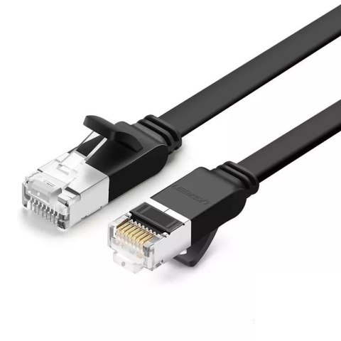 Płaski kabel sieciowy UGREEN 	NW101 z metalowymi wtyczkami, Ethernet RJ45, Cat.6, UTP, 3m (czarny)