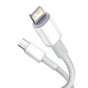 Kabel USB-C do Lightning Baseus High Density Braided, 20W, 5A, PD, 1m (biały)