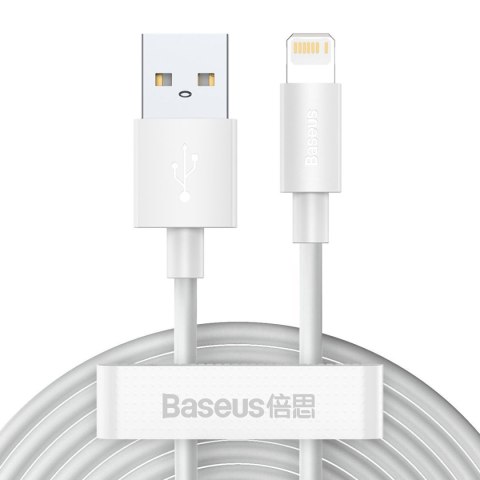 Kabel USB do Lightning Baseus Simple Wisdom, 2.4A, 1.5m (biały) 2szt.