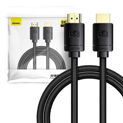 Kabel HDMI 2.1 Baseus High Definition Series, 8K 60Hz, 3D, HDR, 48Gbps, 2m (czarny)