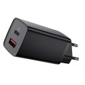 Ładowarka sieciowa Baseus GaN2 Lite, USB + USB-C, 65W, EU (czarna)