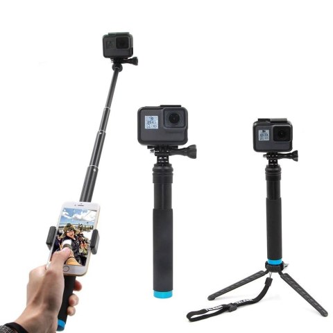 Selfie stick Telesin z plastikowym tripodem do kamer sportowych (GP-MNP-090-D)