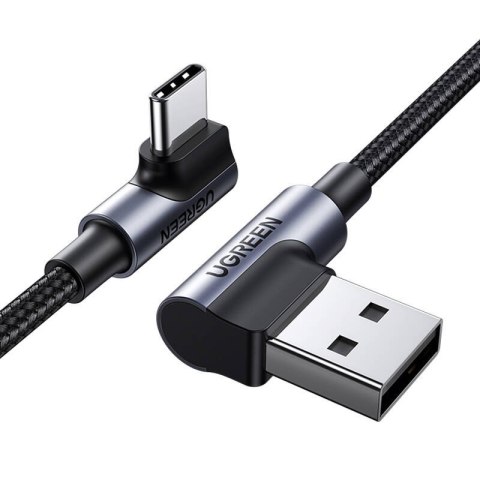 Kabel UGREEN US176 USB-A-USB-C 2m kątowy (czarny)