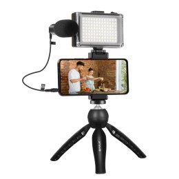 Zestaw do nagrywania live Puluz statyw + lampa LED + mikrofon + klamra na telefon PKT3132B