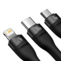 Kabel USB 3w1 Baseus Flash Series, USB-C + micro USB + Lightning, 100W, 1.2m (czarny)