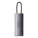 Hub 6w1 Baseus Metal Gleam Series, USB-C do 3x USB 3.0 + USB-C PD + microSD/SD