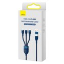 Kabel USB 3w1 Baseus Flash Series 2, USB-C + micro USB + Lightning, 100W, 1.2m (niebieski)