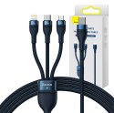 Kabel USB 3w1 Baseus Flash Series 2, USB-C + micro USB + Lightning, 100W, 1.5m (niebieski)