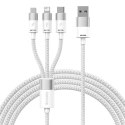 Kabel USB 3w1 Baseus StarSpeed, USB-C + micro USB + Lightning, 3,5A, 1.2m (biały)