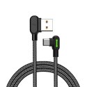 Kabel USB do USB-C kątowy Mcdodo CA-5281 LED, 1.2m (czarny)