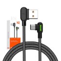 Kabel USB do USB-C kątowy Mcdodo CA-5282 LED, 1.8m (czarny)