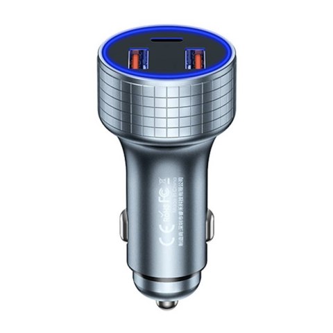 Ładowarka samochodowa 2x USB, USB-C REMAX RCC327, 83W (metaliczna)