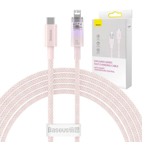 Kabel szybko ładujący Baseus USB-C do Lightning Explorer Series 20W (różowy)