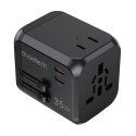 Ładowarka sieciowa podróżna Choetech PD5008, 3xUSB-A, 2xUSB-C, GaN, 35W, US/EU/UK/AU (czarna)