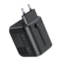 Ładowarka sieciowa podróżna Choetech PD5008, 3xUSB-A, 2xUSB-C, GaN, 35W, US/EU/UK/AU (czarna)