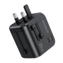 Ładowarka sieciowa podróżna Choetech PD5008, 3xUSB-A, 2xUSB-C, GaN, 35W, US/EU/UK/AU (czarna)