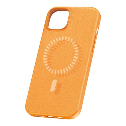 Magnetyczne Etui na telefon iPhone 15 Plus Baseus Fauxther Series (Pomarańczowe)