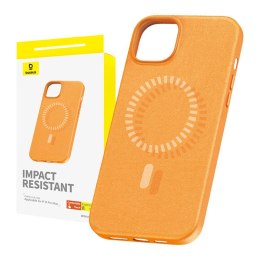 Magnetyczne Etui na telefon iPhone 15 ProMax Baseus Fauxther Series (Pomarańczowe)