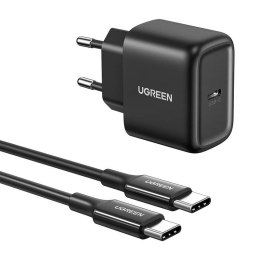 Ładowarka sieciowa UGREEN CD250, 25W, USB-C (czarny) + kabel USB-C do USB-C, 2m (czarny)