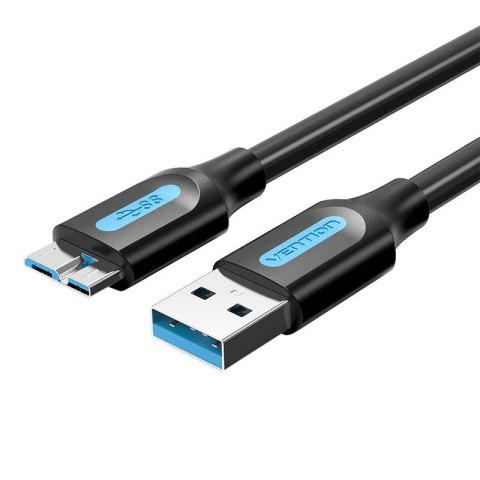 Kabel płaski USB 3.0 A do Micro-B Vention COPBI 2A 3m czarny PVC