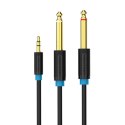 Kabel audio 3,5mm TRS do 2x 6,35mm Vention BACBF 1m czarny