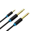 Kabel audio 3,5mm TRS do 2x 6,35mm Vention BACBH 2m czarny