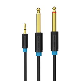 Kabel audio TRS 3,5mm na 2x 6,35mm męski Vention BACBD 0,5m czarny