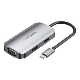 Stacja dokująca USB-C do HDMI, VGA, USB 3.0, PD 0,15m Vention TOAHB szary