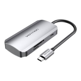 Stacja dokująca USB-C na 3x USB3.0, SD, TF, PD 0,15m Vention TNHHB szary