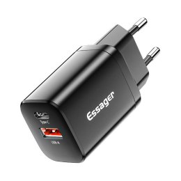 Ładowarka USB-C+USB-A 30W Essager PD+QC (czarna)