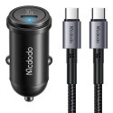 Ładowarka samochodowa McDodo CC-7493 z wyświetlaczem, USB-C, 5A, 65W + kabel USB-C 1m 100W (czarny)