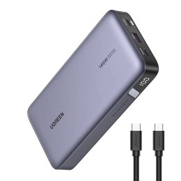 Powerbank 25000mAh Ugreen PB205, USB + 2x USB-C, 145W PD (szary)