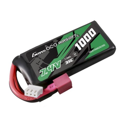 Akumulator Gens ace 35C 1000mAh 2S1P 7.4V Airsoft Gun Lipo z konektorem T Plug