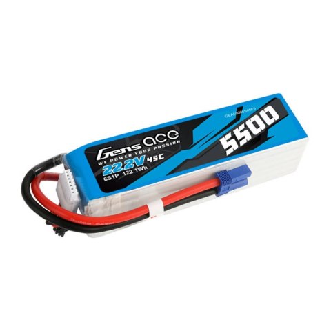 Akumulator Gens ace 5500mAh Lipo 22.2V 45C 6S1P Model Helicopter Batteries