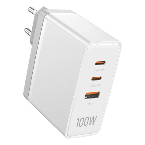 Ładowarka sieciowa, Vention, FEGW0-EU, 2xUSB-C, USB- A, 100W/100W/30W, GaN (biała)