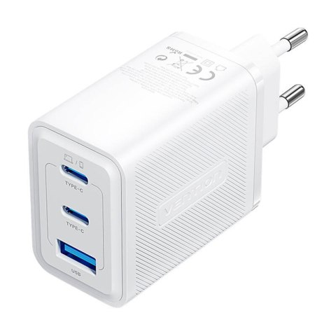 Ładowarka sieciowa, Vention, FERW0-EU, 2xUSB-C, USB- A, 65W/65W/30W, GaN (biała)