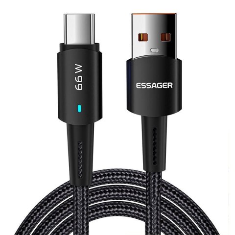 Kabel USB-A do USB-C, Essager, EXCT-CGB01, 66W, 0.5m (czarny)