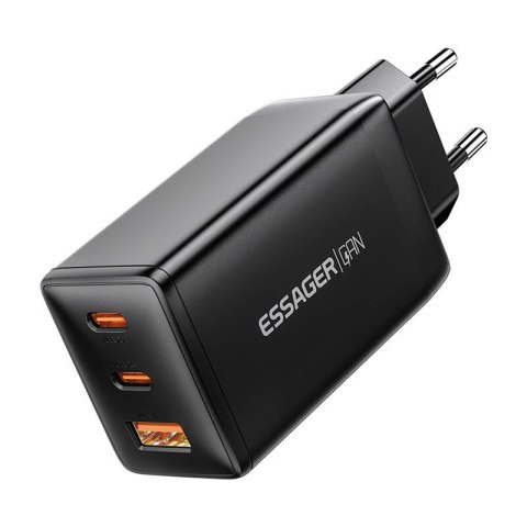 Ładowarka sieciowa, Essager, ECTAC-DYB01-Z, GaN, 2xUSB-C, USB-A, 67W (czarna)